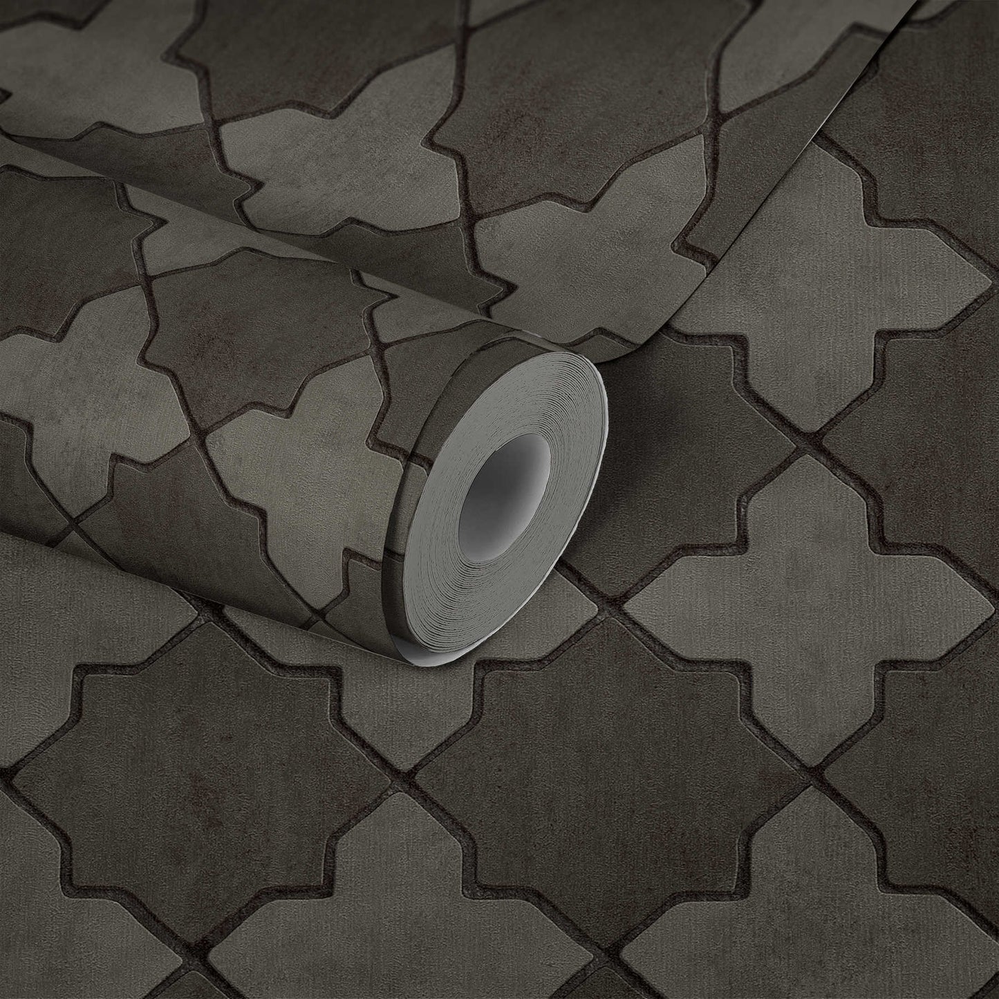 Moroccan Tile Wallpaper - Dark Grey - Discontinuing