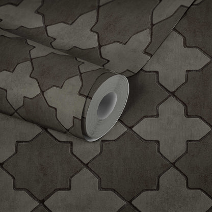 Moroccan Tile Wallpaper - Dark Grey - Discontinuing