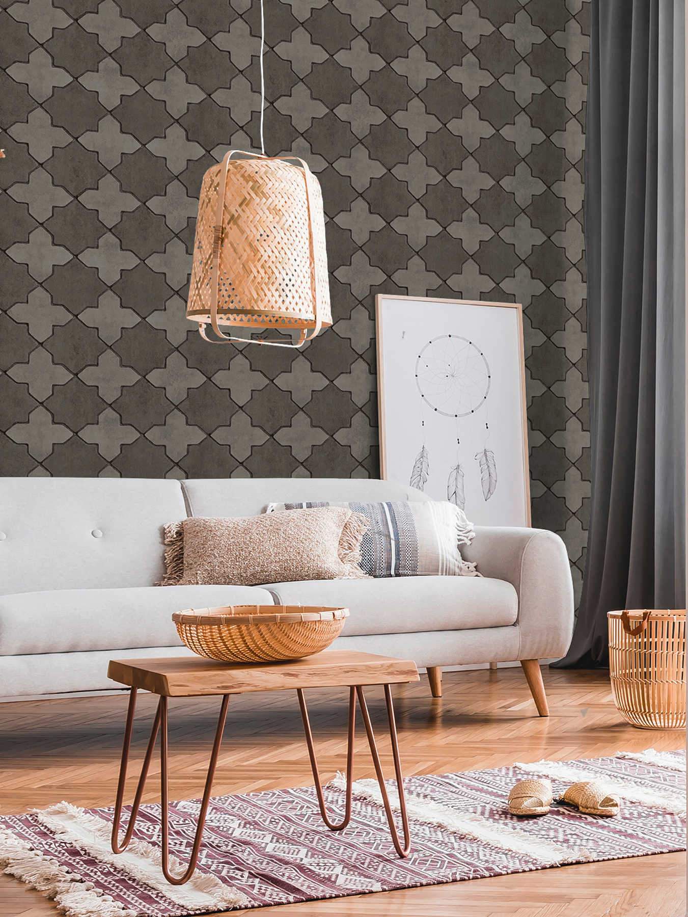 Moroccan Tile Wallpaper - Dark Grey - Discontinuing