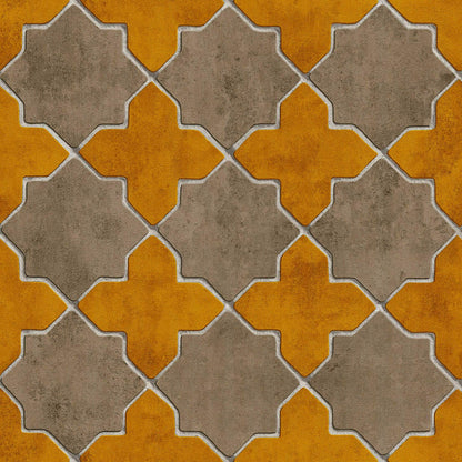 Moroccan Tile Wallpaper - Mustard/Grey - Discontinuing