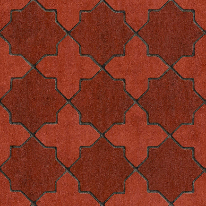 Sample - Moroccan Tile Wallpaper - 5 Colours - Red