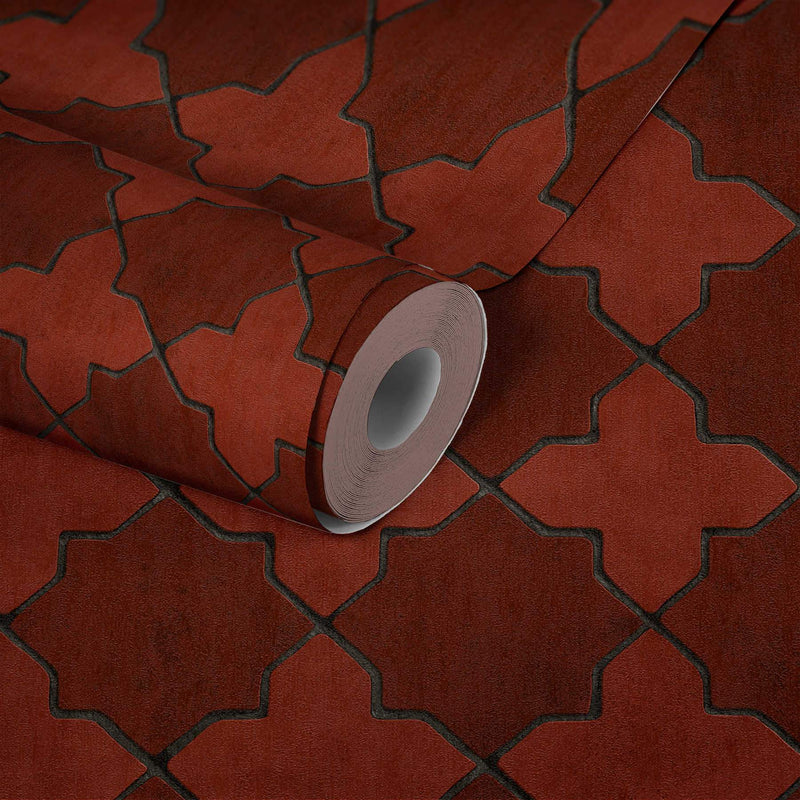 Moroccan Tile Wallpaper - 5 Colours - Red