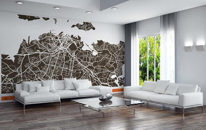 NZ or AU Stylised Maps - Custom Sized Wallpaper Mural (per m2)