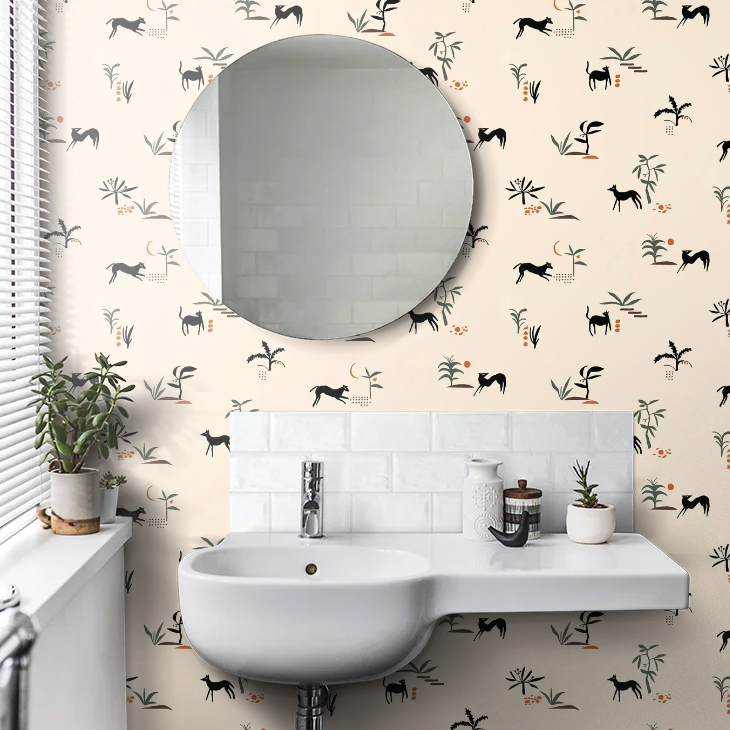 Prehistoric Animal Wallpaper - Beige