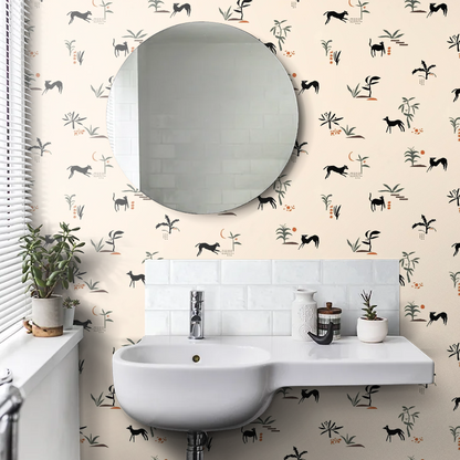 Prehistoric Animal Wallpaper - Beige