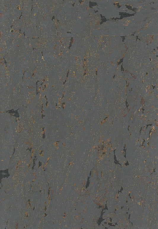 Lasmin Cork Metallic Wallpaper - Charcoal Grey/Gold