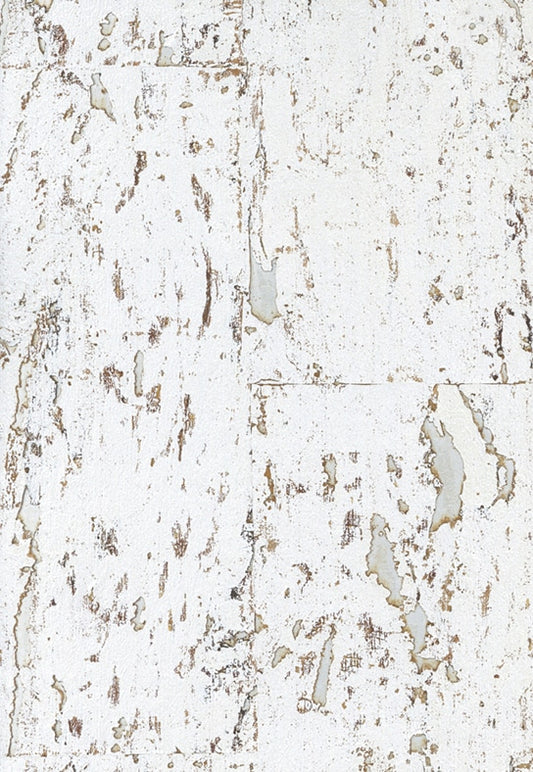 Lasmin Cork Metallic Wallpaper - Bright White/Gold