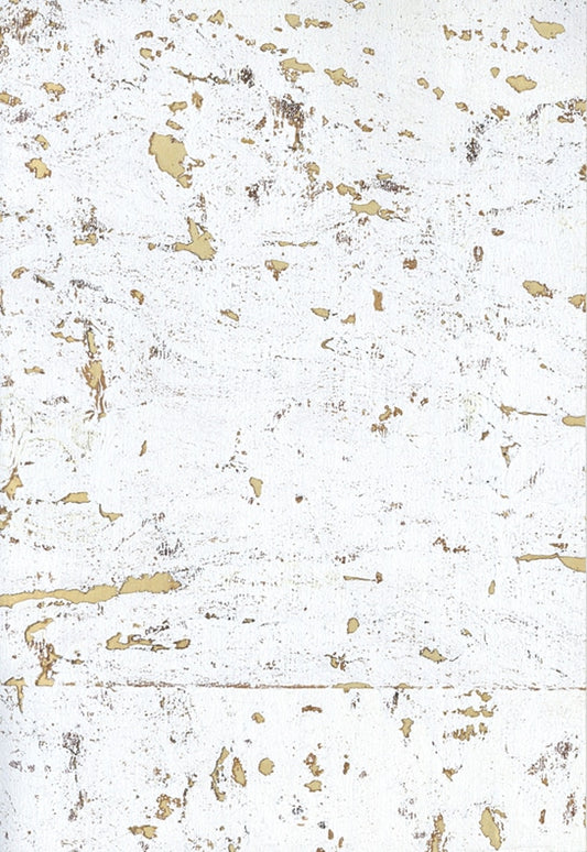 Lasmin Cork Metallic Wallpaper - White/Gold