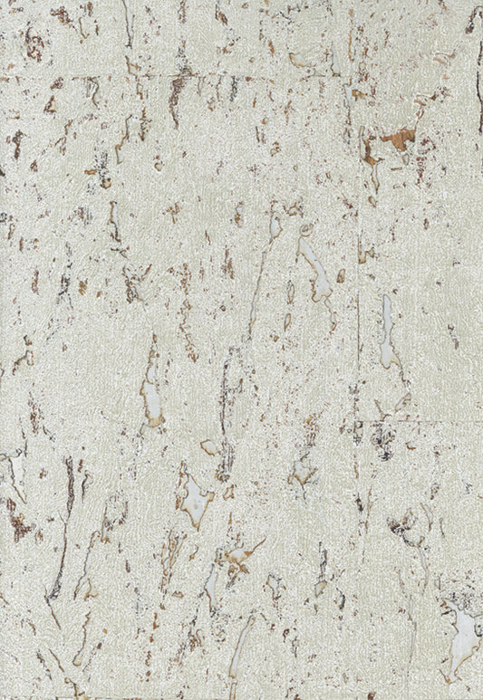 Lasmin Cork Metallic Wallpaper - Silver Frost