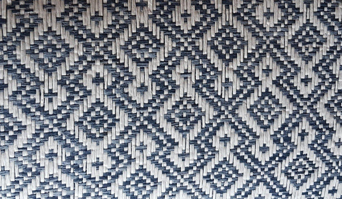 Sample - Diamond Wave - Grasscloth Wallpaper - Navy and White