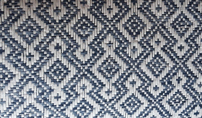 Diamond Wave - Grasscloth Wallpaper - Navy and White