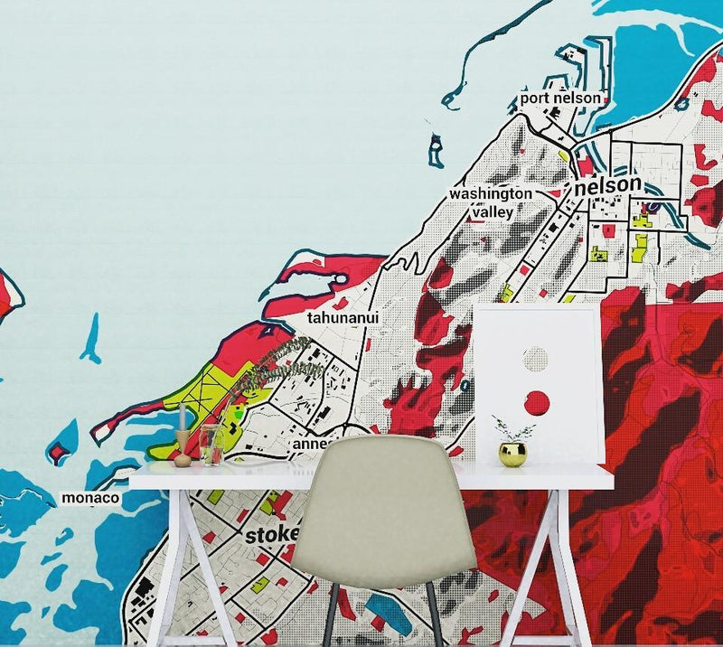 NZ or AU Stylised Maps - Custom Sized Wallpaper Mural (per m2)
