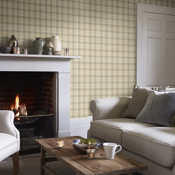 Nevis Wallpaper by Mulberry Home - Stone