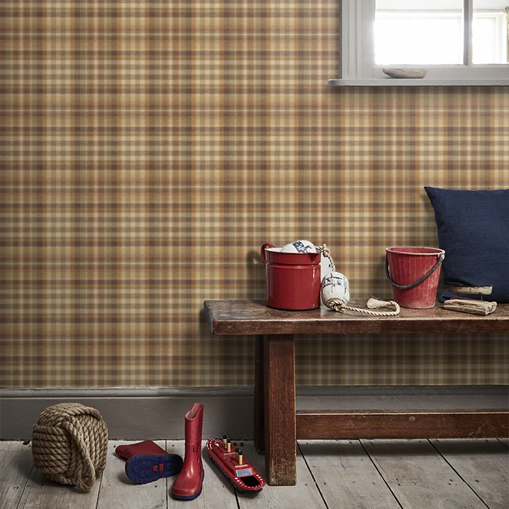Nevis Wallpaper by Mulberry Home - Woodsmoke