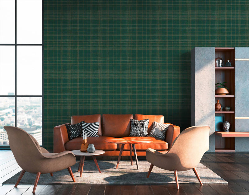 New York Threads Wallpaper  - Green/Metallic