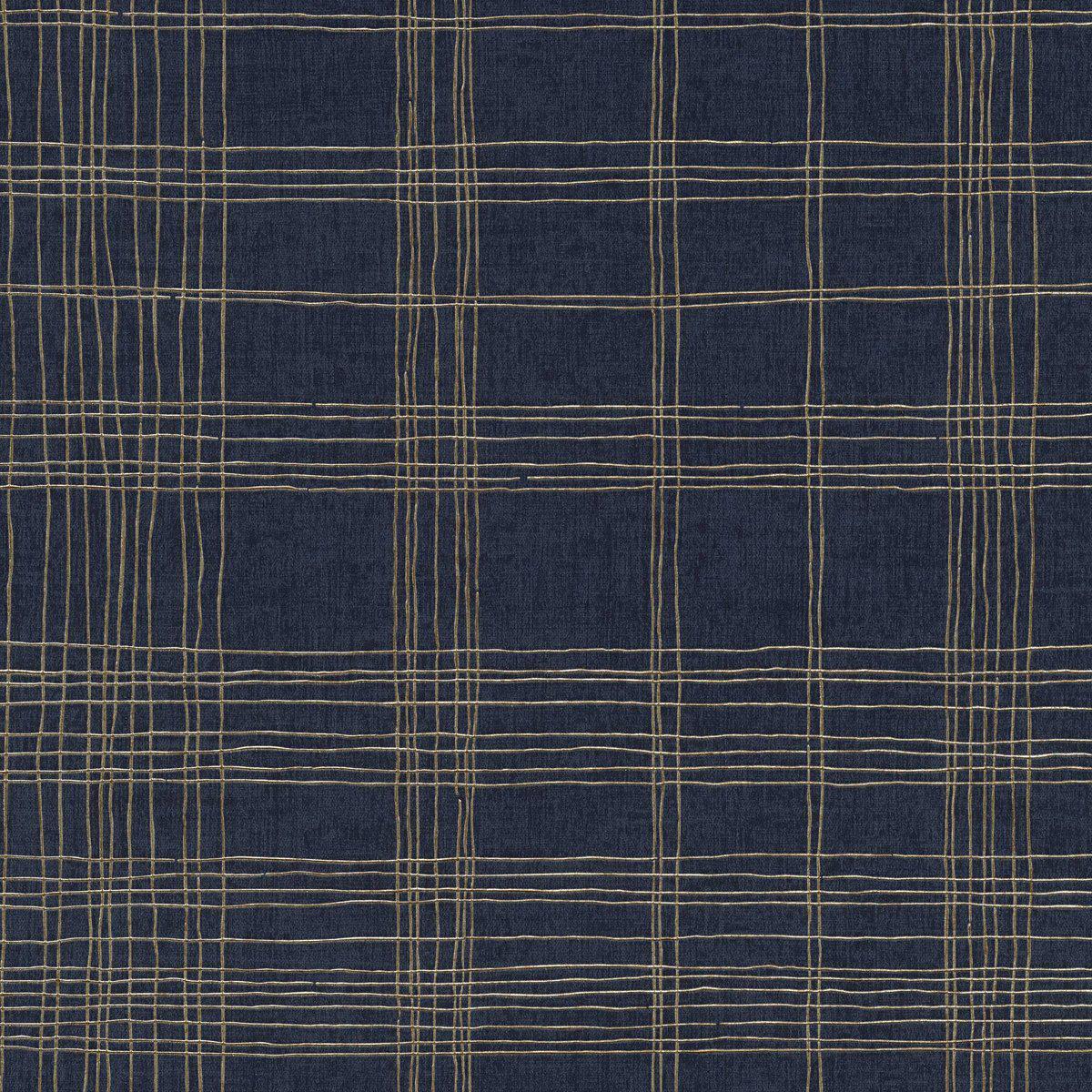 New York Threads Wallpaper - Deep Blue/Metallic