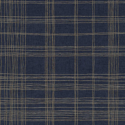 New York Threads Wallpaper - Deep Blue/Metallic