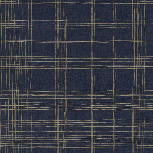 New York Threads Wallpaper - Deep Blue/Metallic