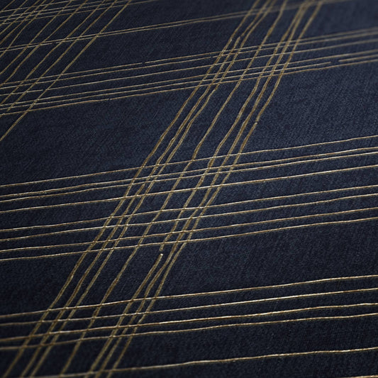 New York Threads Wallpaper - Deep Blue/Metallic