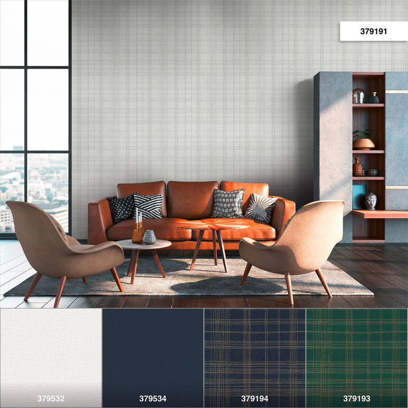 New York Threads Wallpaper - Metallic/White Grey