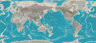 World Map NZ Centered - Blue/Grey - Custom Sized Wallpaper Mural