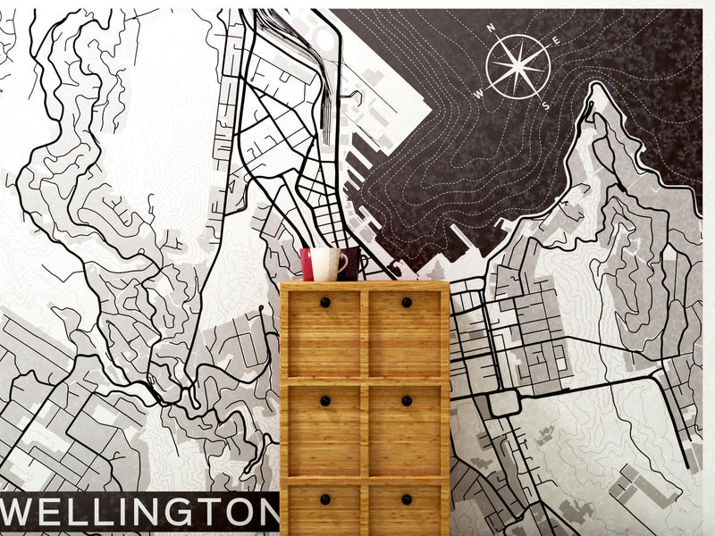 NZ or AU Stylised Maps - Custom Sized Wallpaper Mural (per m2)