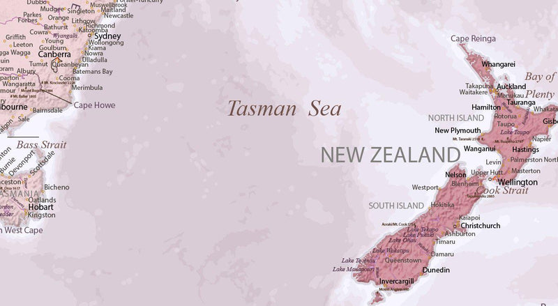 World Map - Pink - Custom Sized Wallpaper Mural (per m2)