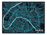 Paris City Art Map - Night - Custom Sized Wallpaper Mural (per m2)