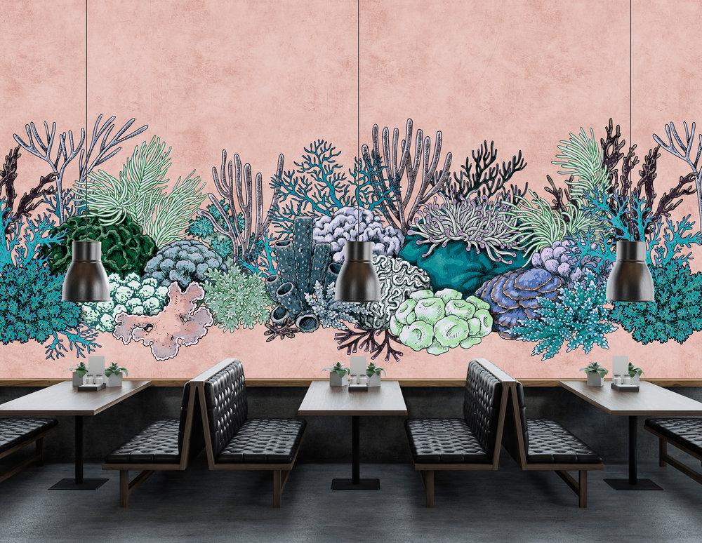 Octopus´s Garden - Custom Sized Wallpaper Mural (per m2) - Coral