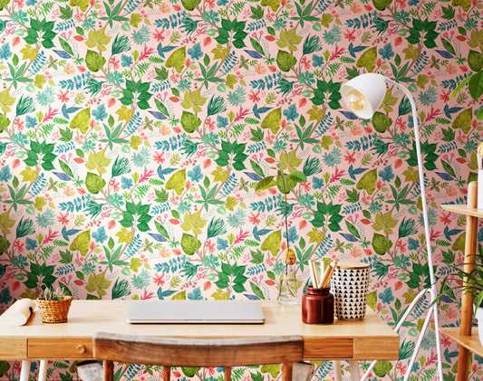 Lush Leaves Wallpaper - Ohpopsi - Watermelon