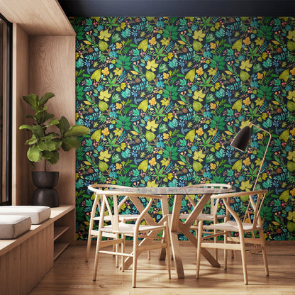 Lush Leaves Wallpaper - Ohpopsi - Midnight Garden