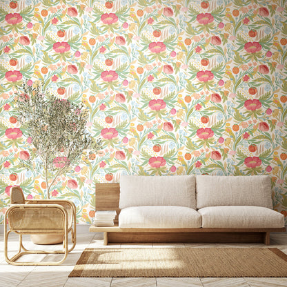 Clementine Wallpaper - Blossom & Sage