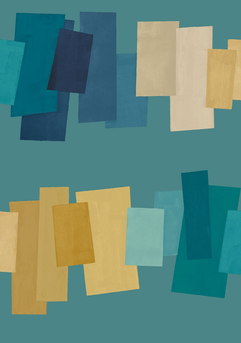 Offset Blocks Wallpaper - Sapphire Mix