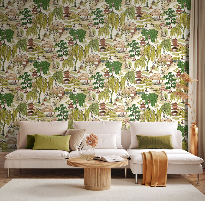 Sample - Oka Wallpaper - Evergreen