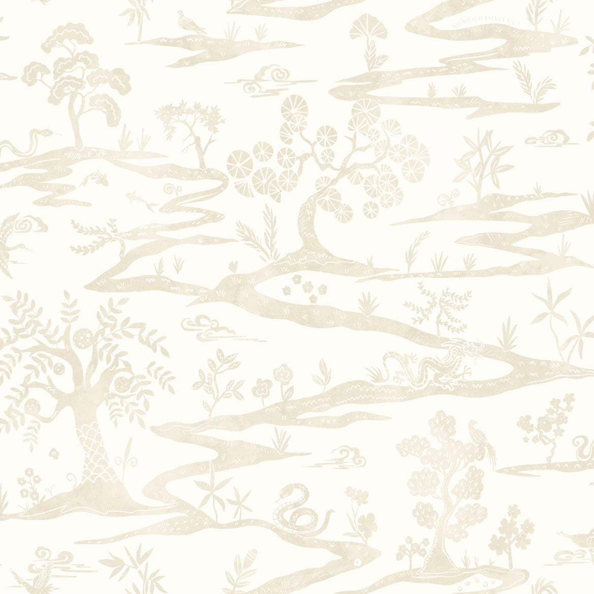 Kaiwa Wallpaper - Lace White