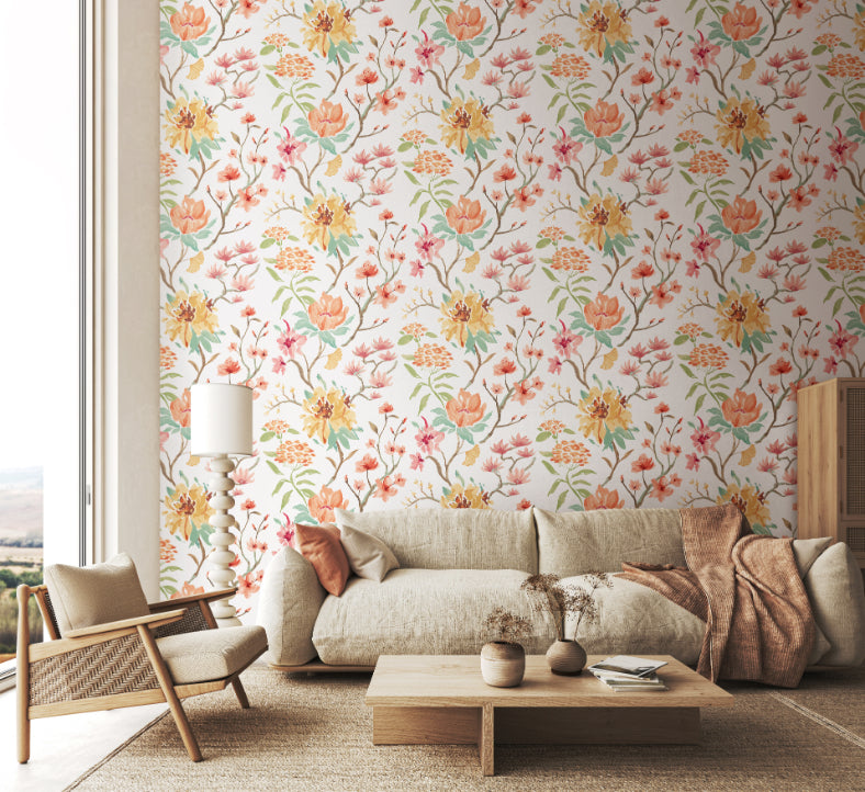 Saku Wallpaper - Linen & Apricot