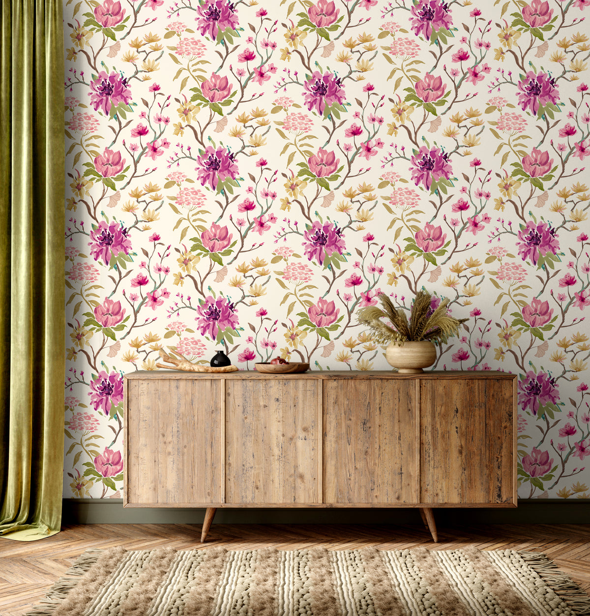 Saku Wallpaper - Ohpopsi - Vintage Plum