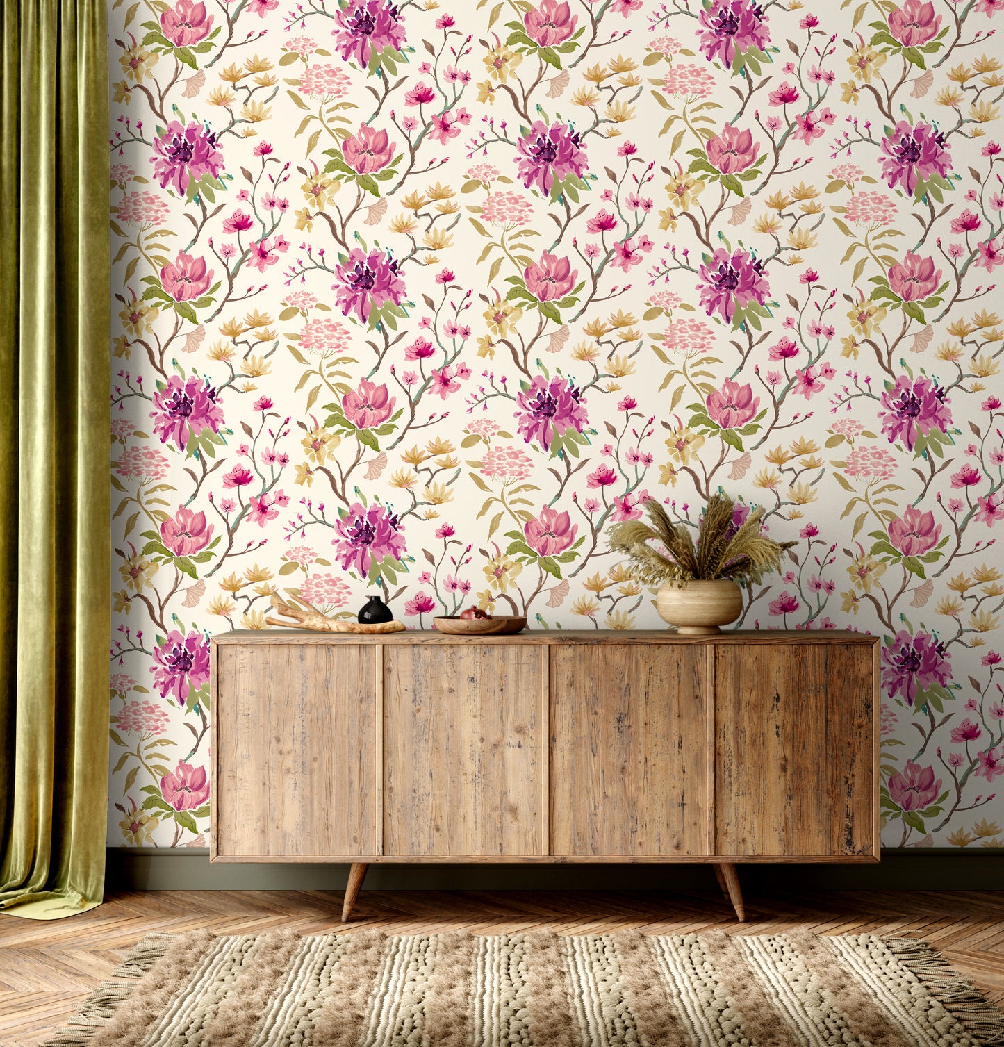 Saku Wallpaper - Ohpopsi - Vintage Plum