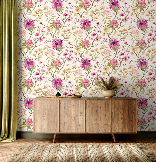 Saku Wallpaper - Ohpopsi - Vintage Plum