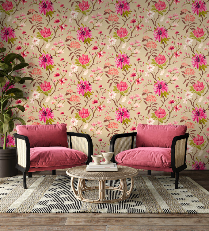 Saku Wallpaper - Tea & Rose
