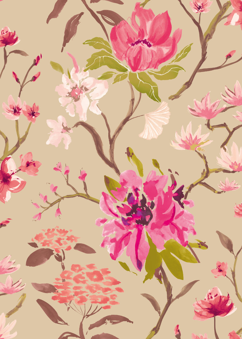 Saku Wallpaper - Tea & Rose