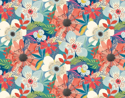 Floral Riot Wallpaper - Ohpopsi - Indigo
