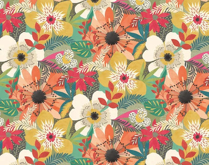 Floral Riot Wallpaper - Ohpopsi - Olive
