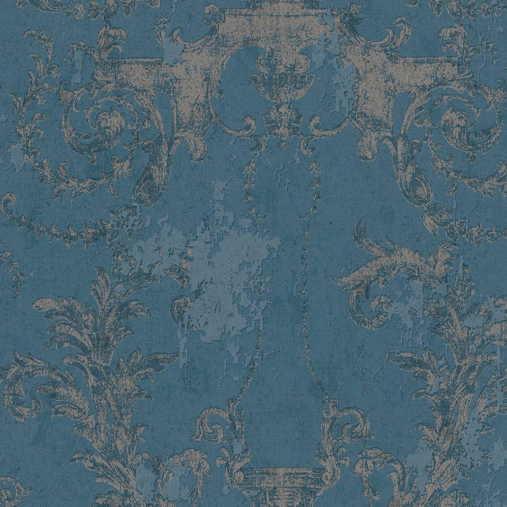Sample Old World Plaster Wallpaper Blue The Inside