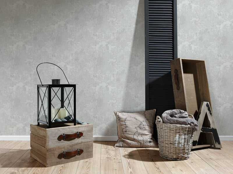 Old World Plaster Wallpaper - Grey/Silver