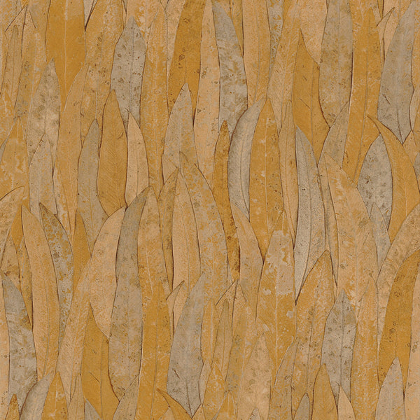 Sample - Neluwa Textured Leaves Wallpaper - Orange