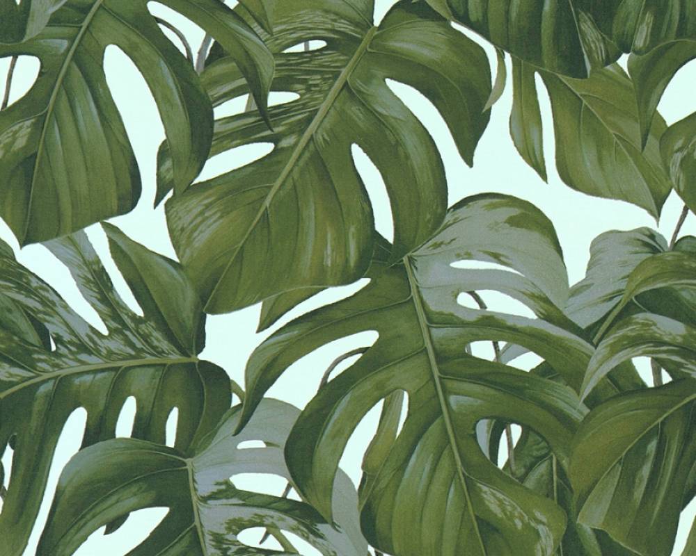 Sample - Monstera Dreams Wallpaper - Pale Blue