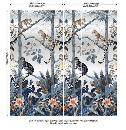 Panthera The Mural Hybrid Wallpaper - Metallic Silver