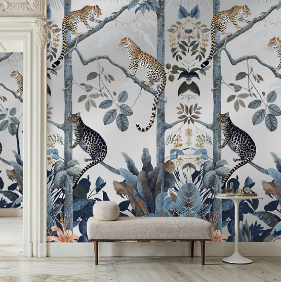 Sample – Panthera The Mural Hybrid Wallpaper - Metallic Silver