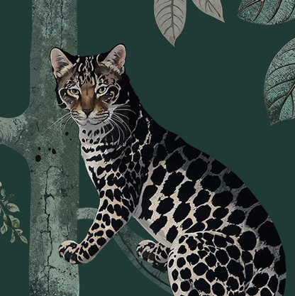 Panthera Mural Hybrid Wallpaper - Forest Green